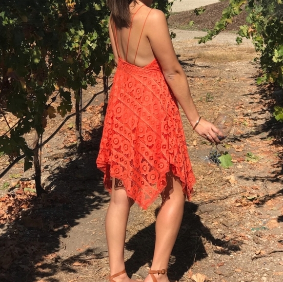 NWT Free People Just Like Honey Coral Orange Lace Dress 0 - Picture 6 of 16